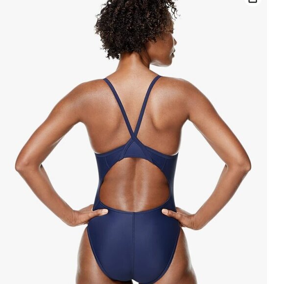 Speedo Navy Blue One Piece Swimsuit PowerFlex Flyback - Picture 2 of 8